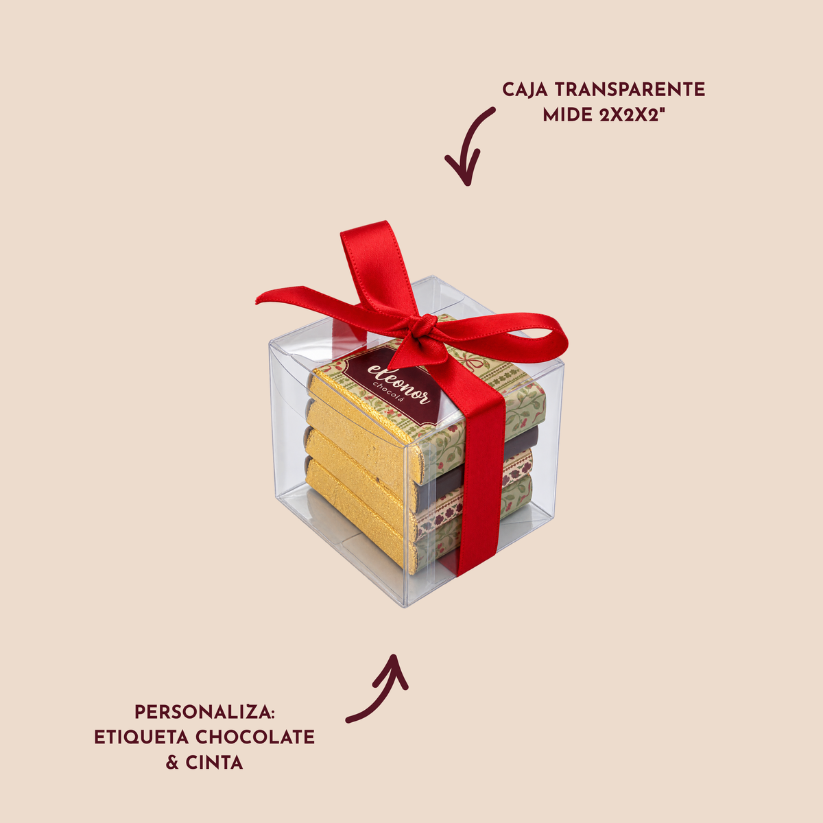 Cajita navideña con 4 chocolates 15g