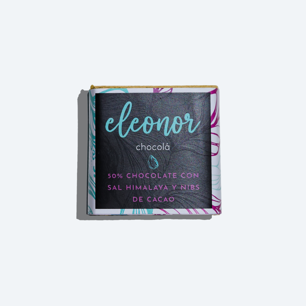 Mini chocolate con leche, sal del himalaya y nibs de cacao 50%