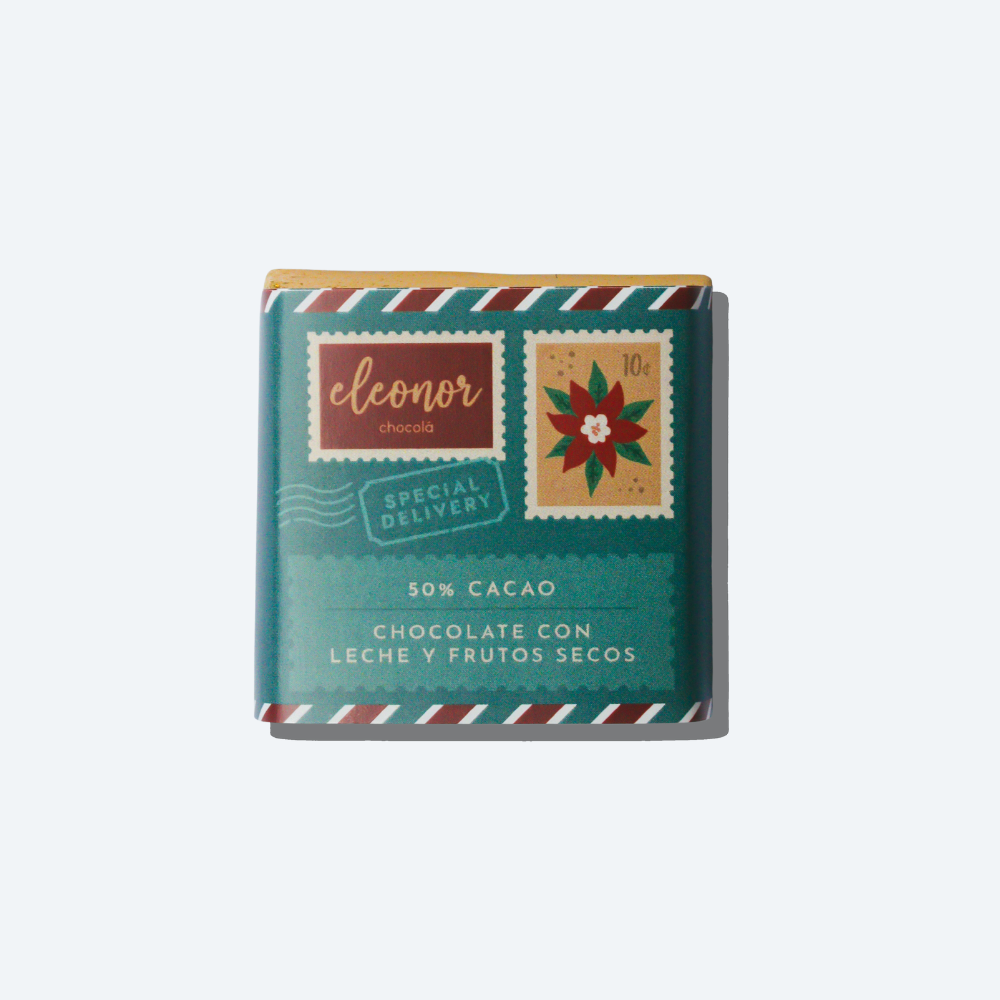 Mini chocolate con leche y frutos secos 50%