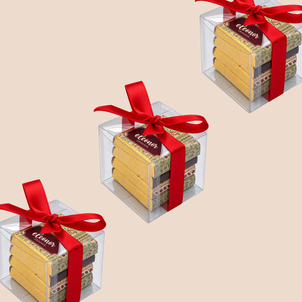 Cajita navideña con 4 chocolates 15g