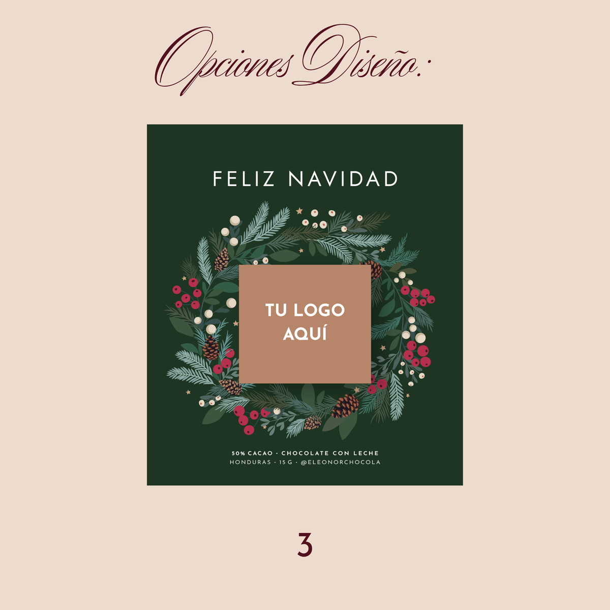 Tarjeta Navideña con Chocolate en Alto Relieve 15 g