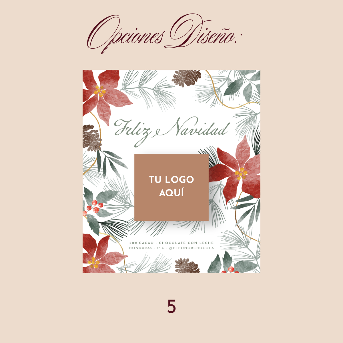 Tarjeta Navideña con Chocolate en Alto Relieve 15 g