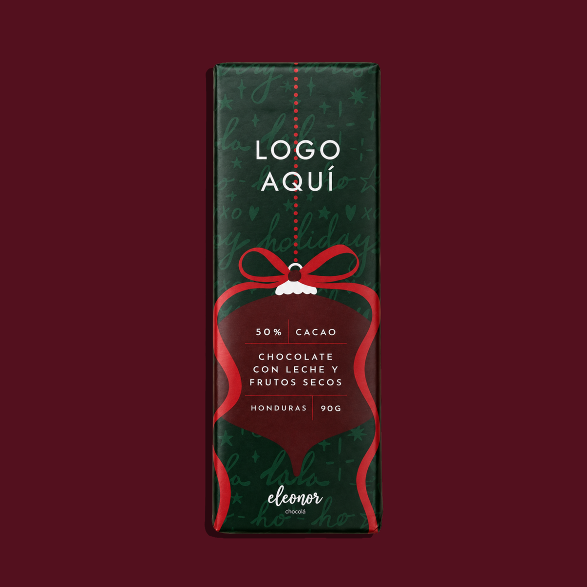 Chocolate navideño personalizado 90g
